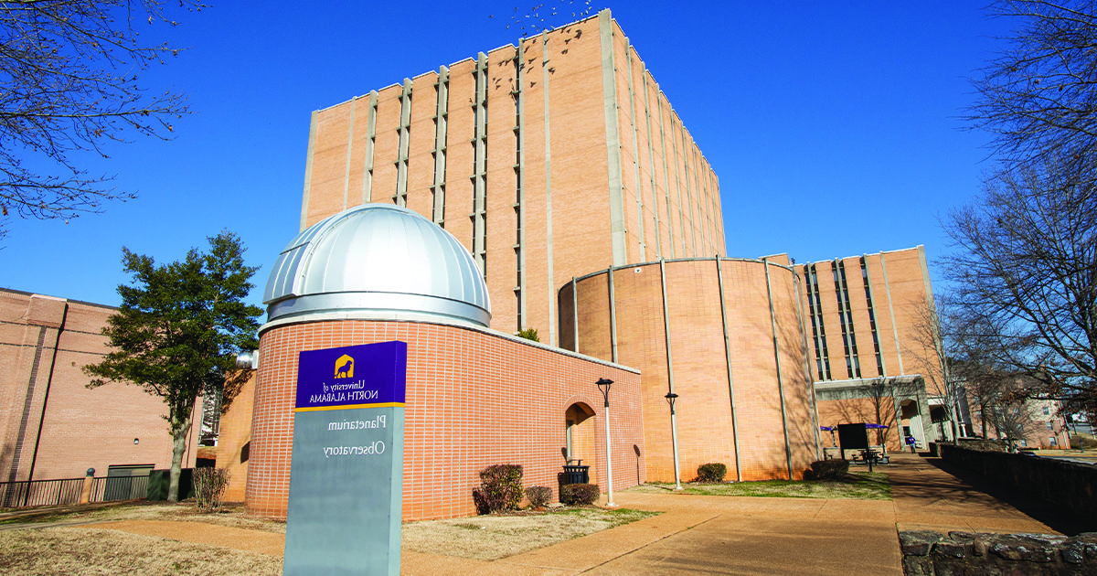 An image of the Planetarium, which is positioned south of Rice and Rivers Halls on North Pine Street.