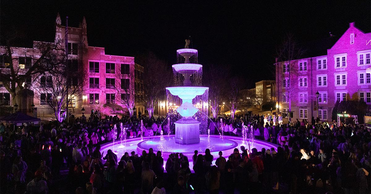 The annual Light the Fountain event on the University of North Alabama campus is scheduled for Thursday, March 16, from 6:30-9 p.m.